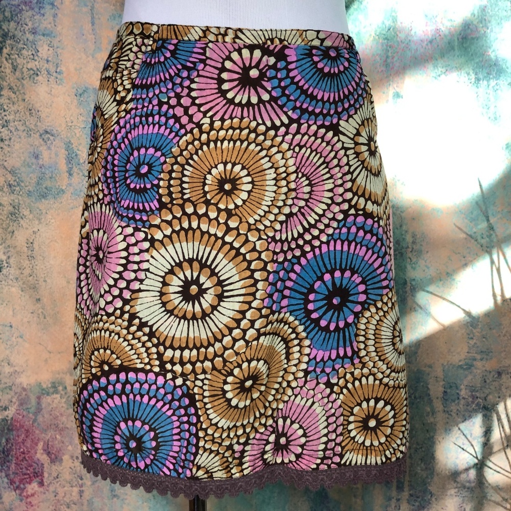 📌 Blue Plate Retro Print Cotton Skort